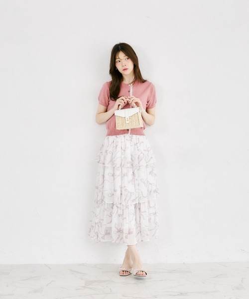 tocco closet(トッコ クローゼット)の「【ZOZO限定】バイカラー釦レースライン装飾半袖ニットカーディガン(カーディガン/ボレロ・レディース・ブルー/アイボリー/ピンク/グレー・M)」の18枚目の写真