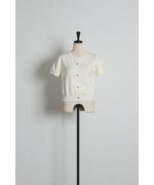 tocco closet(トッコ クローゼット)の「【ZOZO限定】バイカラー釦レースライン装飾半袖ニットカーディガン(カーディガン/ボレロ・レディース・ブルー/アイボリー/ピンク/グレー・M)」の10枚目の写真