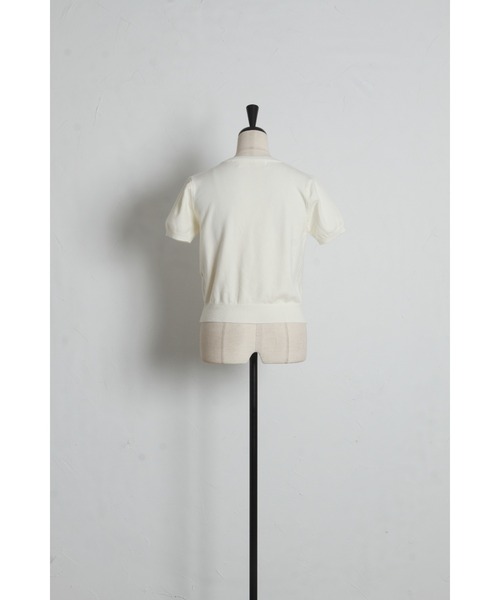 tocco closet(トッコ クローゼット)の「【ZOZO限定】バイカラー釦レースライン装飾半袖ニットカーディガン(カーディガン/ボレロ・レディース・ブルー/アイボリー/ピンク/グレー・M)」の8枚目の写真