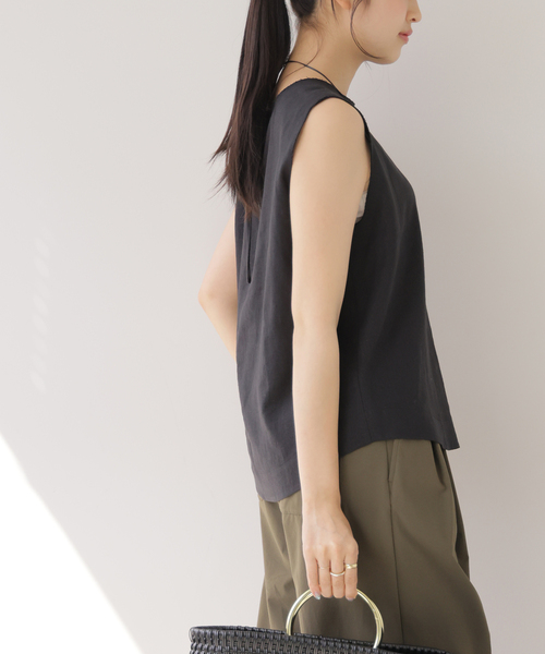 JOURNAL STANDARD relume(ジャーナルスタンダード レリューム)の「ラミーレーヨンノースリーブブラウス(シャツ/ブラウス・レディース・ブラック/ブラウン・FREE)」の7枚目の写真