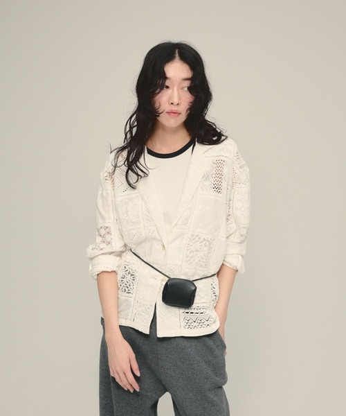 eL(エル)の「【eL】Made in India Patchwork Shirts Jacket/698964(シャツ/ブラウス・レディース・オフホワイト/ブラック・FREE)」の1枚目の写真