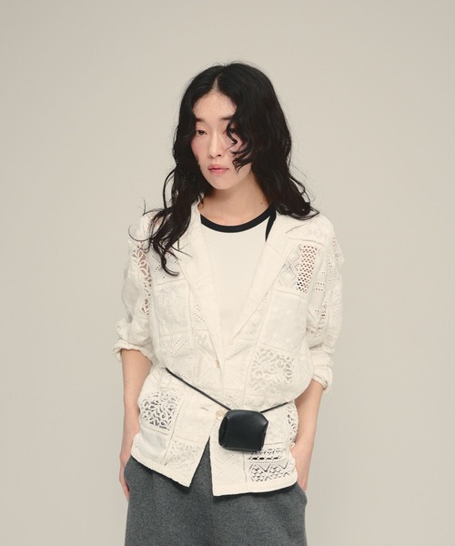 eL(エル)の「【eL】Made in India Patchwork Shirts Jacket/698964(シャツ/ブラウス・レディース・オフホワイト/ブラック・FREE)」の6枚目の写真