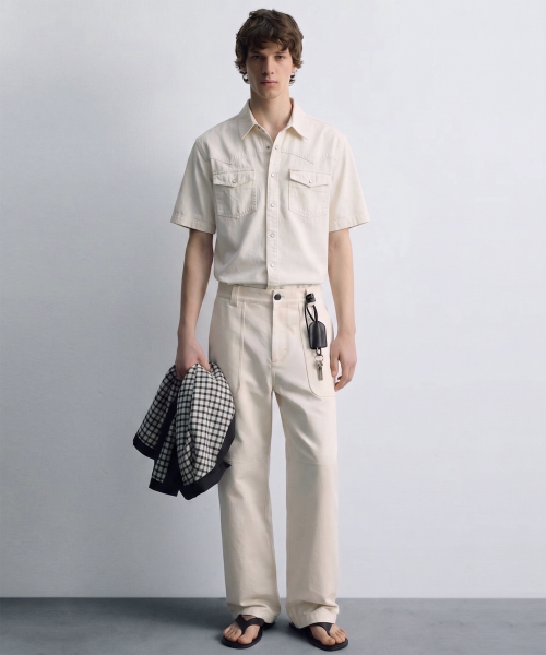 DE GRAND MATIN(ディグランドマーティン)の「Western Snap Vintage Washed Short Sleeve Shirt (Ivory)(シャツ/ブラウス・メンズ・アイボリー・FREE)」の2枚目の写真