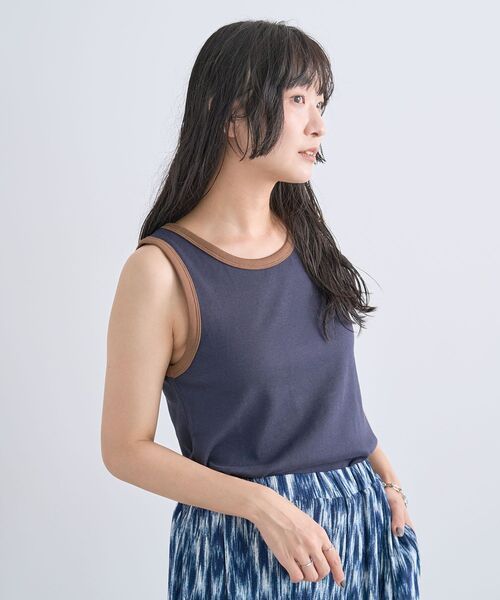Green Parks(グリーンパークス)の「【適ON】配色タンクトップ(タンクトップ・レディース・ホワイト系その他2/ネイビー/グレー・FREE)」の14枚目の写真