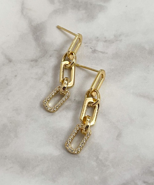 yu-ka（ユーカ）の「YU-KA:リンクチェーンピアス Link chain earrings（ピアス（両耳用）・レディース・ゴールド・FREE）」の2枚目の写真