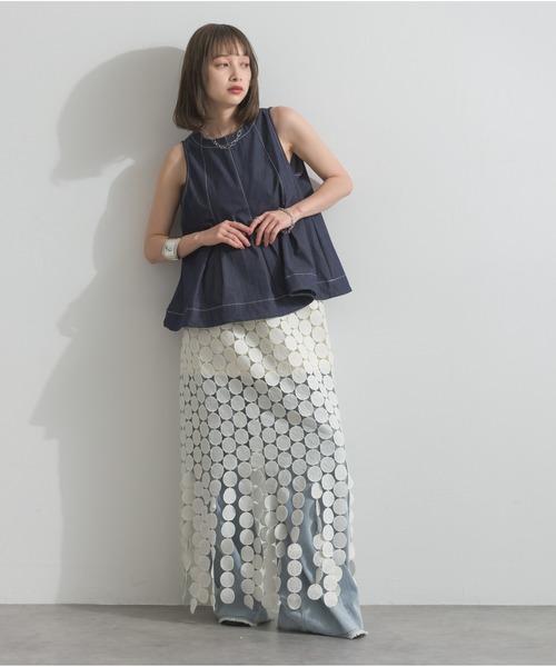 OandI（オーアンドアイ）の「フロントタックノースリーブトップス（タンクトップ・レディース・ブラック/ホワイト/インディゴブルー・FREE）」の21枚目の写真