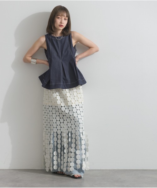 OandI（オーアンドアイ）の「フロントタックノースリーブトップス（タンクトップ・レディース・ブラック/ホワイト/インディゴブルー・FREE）」の18枚目の写真