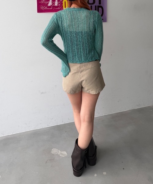 SHAGGIE(シャギー)の「スパンコールシアー透かし編みニットカーディガン(カーディガン/ボレロ・レディース・ブラック/ブルー/ベージュ・FREE)」の13枚目の写真