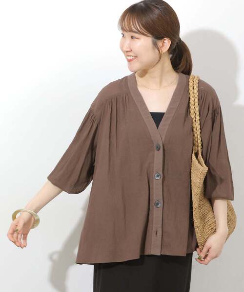 JOURNAL STANDARD relume(ジャーナルスタンダード レリューム)の「《追加5》T/R強撚ブラウス(シャツ/ブラウス・レディース・イエロー/ブラウン/ブラック・FREE)」の8枚目の写真