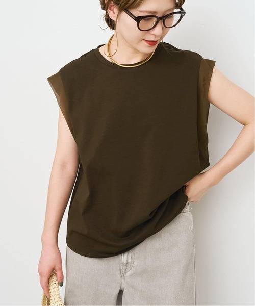 Spick & Span(スピックアンドスパン)の「《追加》オーガンジーコンビルーズプルオーバー(Tシャツ/カットソー・レディース・ホワイト系その他/ブラック/ブラウン・FREE)」の4枚目の写真
