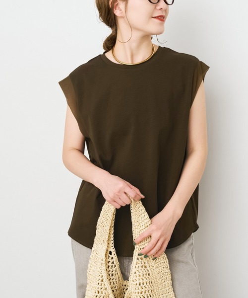 Spick & Span(スピックアンドスパン)の「《追加》オーガンジーコンビルーズプルオーバー(Tシャツ/カットソー・レディース・ホワイト系その他/ブラック/ブラウン・FREE)」の2枚目の写真