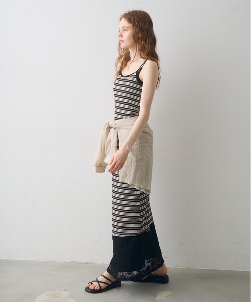 Crisp(クリスプ)の「border cami onepiece / ボーダーキャミワンピース(ワンピース・レディース・ブラック/アイボリー・FREE)」の6枚目の写真