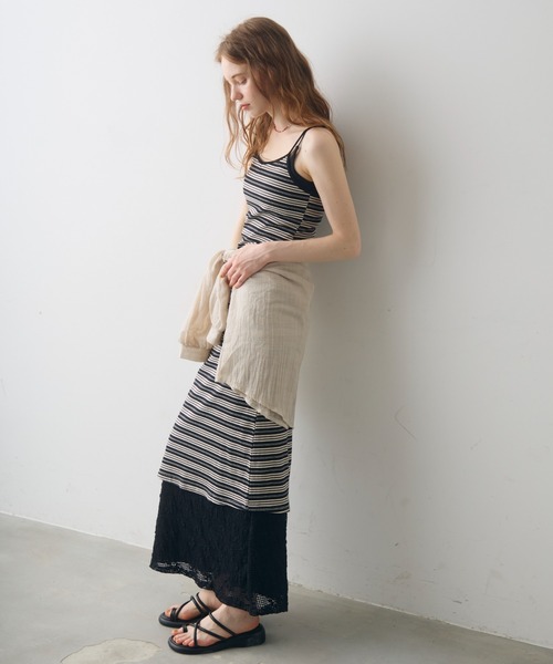 Crisp(クリスプ)の「border cami onepiece / ボーダーキャミワンピース(ワンピース・レディース・ブラック/アイボリー・FREE)」の7枚目の写真