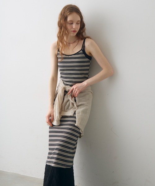 Crisp(クリスプ)の「border cami onepiece / ボーダーキャミワンピース(ワンピース・レディース・ブラック/アイボリー・FREE)」の10枚目の写真