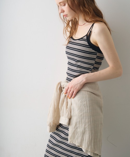 Crisp(クリスプ)の「border cami onepiece / ボーダーキャミワンピース(ワンピース・レディース・ブラック/アイボリー・FREE)」の12枚目の写真