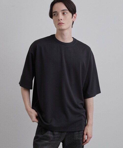 tk.TAKEO KIKUCHI(ティーケータケオキクチ)の「【接触冷感】配色ダンボールカットソー(Tシャツ/カットソー・メンズ・モスグリーン/ブラック/ホワイト・03/02)」の9枚目の写真