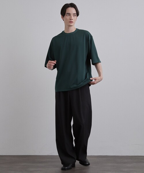 tk.TAKEO KIKUCHI(ティーケータケオキクチ)の「【接触冷感】配色ダンボールカットソー(Tシャツ/カットソー・メンズ・モスグリーン/ブラック/ホワイト・03/02)」の15枚目の写真