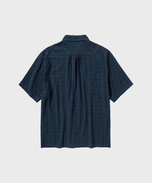 NONBLANK(ノンブランク)の「イレギュラーウィンドウチェッククロップHSシャツ_DARK BLUE(シャツ/ブラウス・メンズ・ダークブルー・SMALL/MEDIUM/LARGE/X-LARGE)」の2枚目の写真