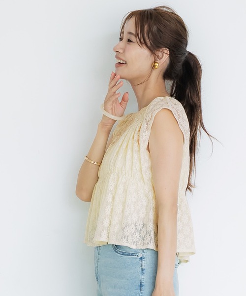 coca（coca）（コカ）の「レースシャーリングブラウス（シャツ/ブラウス・レディース・ブラック/アイボリー・M/L）」の10枚目の写真