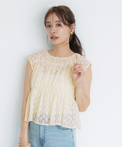 coca（coca）（コカ）の「レースシャーリングブラウス（シャツ/ブラウス・レディース・ブラック/アイボリー・M/L）」の13枚目の写真