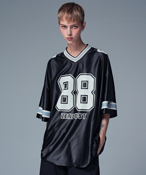 ZENDUST(ジェンダスト)の「High Field Football Jersey T-shirt NAVY(Tシャツ/カットソー・レディース・ネイビー・MEDIUM/LARGE)」の2枚目の写真