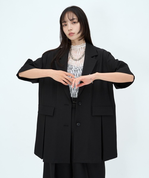 HARE（ハレ）の「シャープ＊バックボタンオーバージャケット(HARE)（テーラードジャケット・レディース・ベージュ/ブラック・FREE）」の12枚目の写真