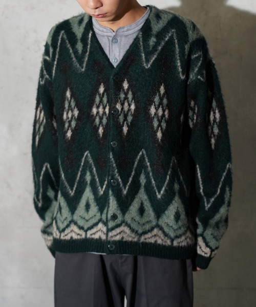 TOWNCRAFT(タウンクラフト)の「TOWNCRAFT / タウンクラフト MOHAIR SHAGGY JACQUARD CARDIGAN モヘア シャギー ジャガード カーディガン(カーディガン/ボレロ・メンズ・その他1/その他2/その他3/ストライプ/レオパード・SMALL/MEDIUM/LARGE)」の3枚目の写真
