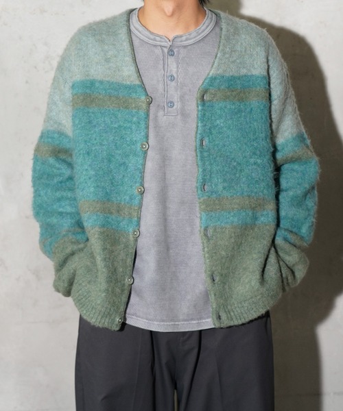 TOWNCRAFT(タウンクラフト)の「TOWNCRAFT / タウンクラフト MOHAIR SHAGGY JACQUARD CARDIGAN モヘア シャギー ジャガード カーディガン(カーディガン/ボレロ・メンズ・その他1/その他2/その他3/ストライプ/レオパード・SMALL/MEDIUM/LARGE)」の5枚目の写真