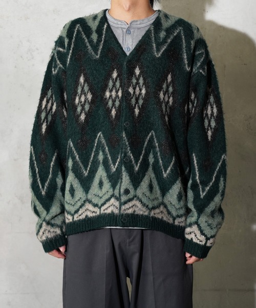 TOWNCRAFT(タウンクラフト)の「TOWNCRAFT / タウンクラフト MOHAIR SHAGGY JACQUARD CARDIGAN モヘア シャギー ジャガード カーディガン(カーディガン/ボレロ・メンズ・その他1/その他2/その他3/ストライプ/レオパード・SMALL/MEDIUM/LARGE)」の8枚目の写真
