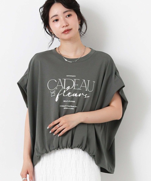 Gready Brilliant(グレディブリリアン)の「CADEAUワイドカットソー(Tシャツ/カットソー・レディース・オフホワイト/チャコールグレー・FREE)」の2枚目の写真