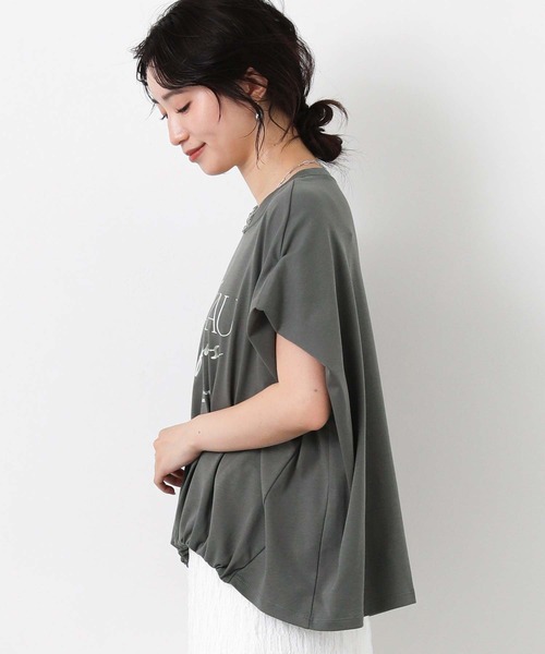 Gready Brilliant(グレディブリリアン)の「CADEAUワイドカットソー(Tシャツ/カットソー・レディース・オフホワイト/チャコールグレー・FREE)」の16枚目の写真