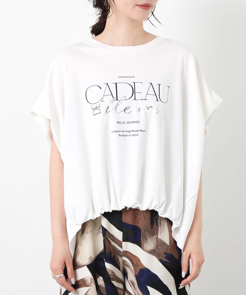 Gready Brilliant(グレディブリリアン)の「CADEAUワイドカットソー(Tシャツ/カットソー・レディース・オフホワイト/チャコールグレー・FREE)」の19枚目の写真