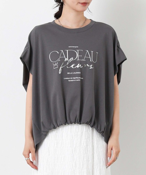 Gready Brilliant(グレディブリリアン)の「CADEAUワイドカットソー(Tシャツ/カットソー・レディース・オフホワイト/チャコールグレー・FREE)」の21枚目の写真