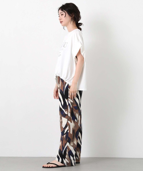 Gready Brilliant(グレディブリリアン)の「CADEAUワイドカットソー(Tシャツ/カットソー・レディース・オフホワイト/チャコールグレー・FREE)」の4枚目の写真