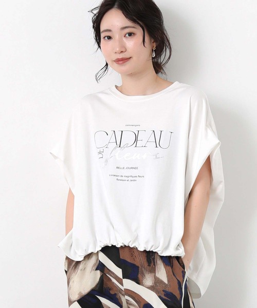 Gready Brilliant(グレディブリリアン)の「CADEAUワイドカットソー(Tシャツ/カットソー・レディース・オフホワイト/チャコールグレー・FREE)」の7枚目の写真