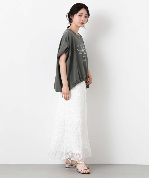 Gready Brilliant(グレディブリリアン)の「CADEAUワイドカットソー(Tシャツ/カットソー・レディース・オフホワイト/チャコールグレー・FREE)」の12枚目の写真