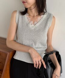 CAPRICIEUX LE'MAGE | レーストリミングノースリニット(ニット/セーター)