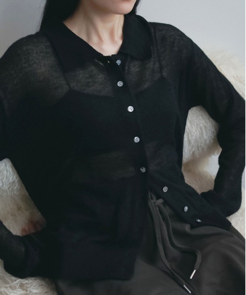 anuke(アンヌーク)の「Over Knit Shirts(シャツ/ブラウス・レディース・ピンク/アイボリー/ブラック・FREE)」の2枚目の写真