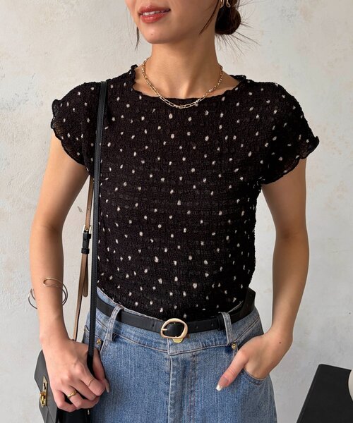 Chez toi（シェトワ）の「膨れ半袖プルオーバー（Tシャツ/カットソー・レディース・ブラック/ホワイト/ブラック系その他・FREE）」の20枚目の写真