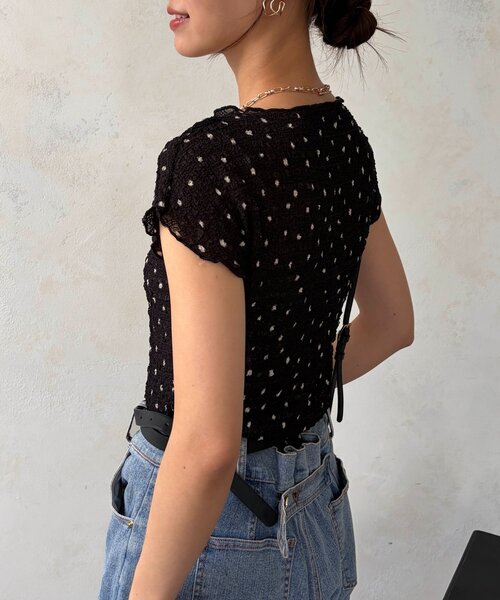 Chez toi（シェトワ）の「膨れ半袖プルオーバー（Tシャツ/カットソー・レディース・ブラック/ホワイト/ブラック系その他・FREE）」の21枚目の写真