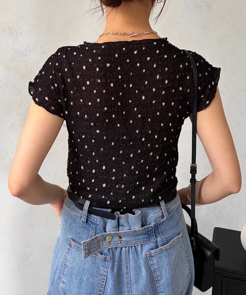 Chez toi（シェトワ）の「膨れ半袖プルオーバー（Tシャツ/カットソー・レディース・ブラック/ホワイト/ブラック系その他・FREE）」の22枚目の写真