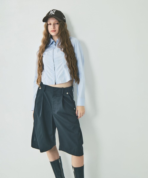 CONZ（コンズ）の「curve leg wide shorts（その他パンツ・レディース・カーキ/ブラック・3/2）」の3枚目の写真