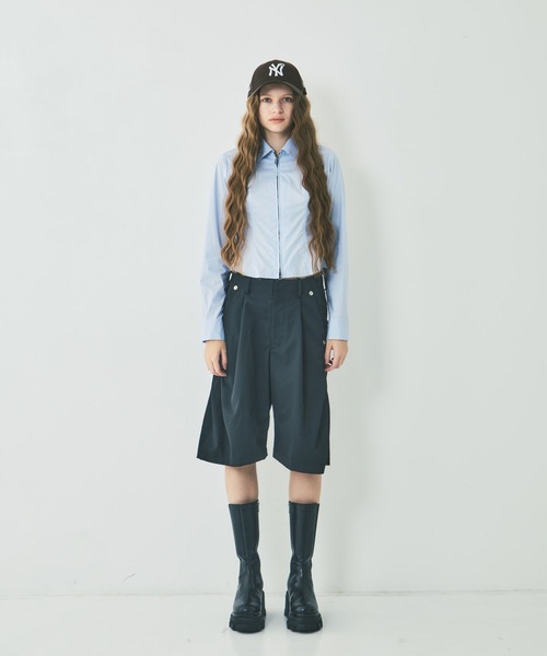 CONZ（コンズ）の「curve leg wide shorts（その他パンツ・レディース・カーキ/ブラック・3/2）」の6枚目の写真