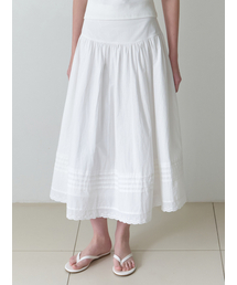 Vale lace pintuck skirt (white)