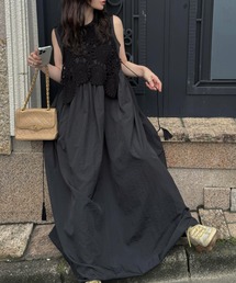 crochet knit layered nylon OP
