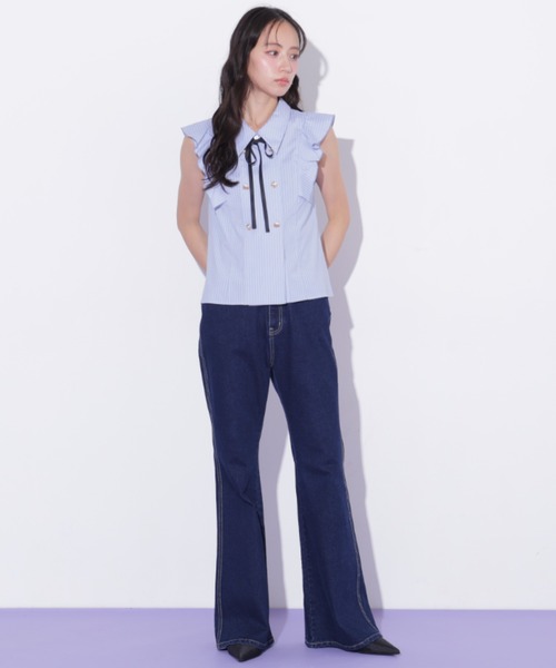 JILL by JILL STUART(ジルバイジルスチュアート)の「ダブル釦肩フリルブラウス(シャツ/ブラウス・レディース・ブルー系その他/ホワイト/ベージュ系その他・FREE)」の11枚目の写真