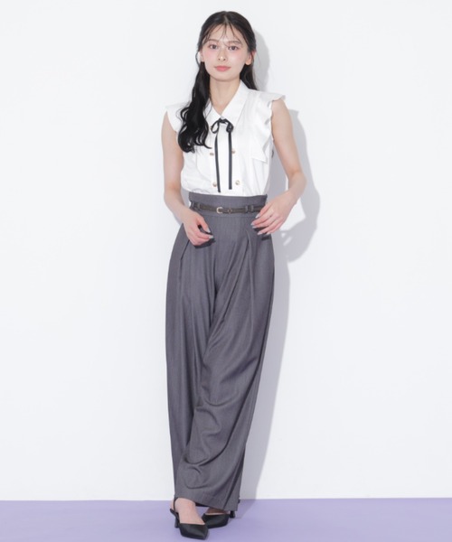 JILL by JILL STUART(ジルバイジルスチュアート)の「ダブル釦肩フリルブラウス(シャツ/ブラウス・レディース・ブルー系その他/ホワイト/ベージュ系その他・FREE)」の18枚目の写真
