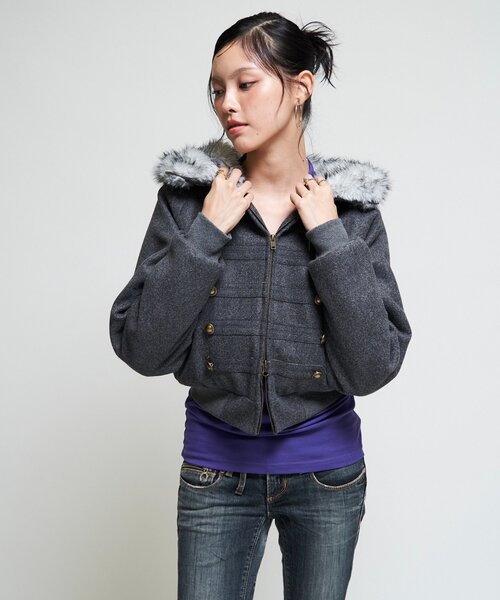 WHO'S WHO gallery(フーズフーギャラリー)の「【26AW LOOK掲載品番/WEB限定サイズあり】ナポレオンファーブルゾン(ブルゾン・レディース・ネイビー/グレー/ブラウン/チャコールグレー・MEDIUM/SMALL/LARGE)」の5枚目の写真