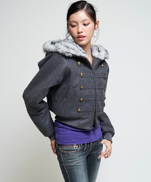 WHO'S WHO gallery(フーズフーギャラリー)の「【26AW LOOK掲載品番/WEB限定サイズあり】ナポレオンファーブルゾン(ブルゾン・レディース・ネイビー/グレー/ブラウン/チャコールグレー・MEDIUM/SMALL/LARGE)」の6枚目の写真