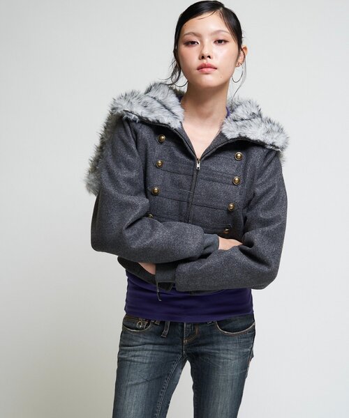 WHO'S WHO gallery(フーズフーギャラリー)の「【26AW LOOK掲載品番/WEB限定サイズあり】ナポレオンファーブルゾン(ブルゾン・レディース・ネイビー/グレー/ブラウン/チャコールグレー・MEDIUM/SMALL/LARGE)」の9枚目の写真